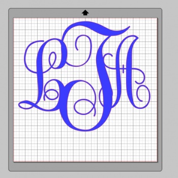 Vinyl Monogram Sticker Decal w/ Interlocking Letters 4x4 Blue
