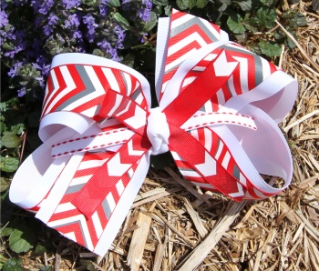 Chevron Red and White Striped Hair Bow