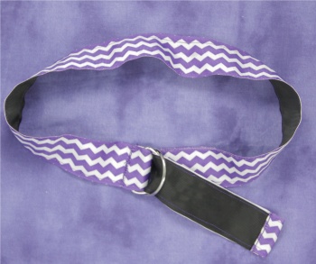 Ribbon Belt in Purple and White Chevron Stripes and Blk