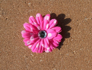 Hot Pink White Polka Dots Daisy Flower Hair Clip
