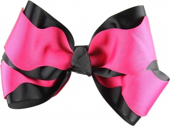 Hot Pink Scallop and Black Hair Bow
