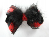 Cruella Deville Black and Red Polka Dots Fur Hair Bow