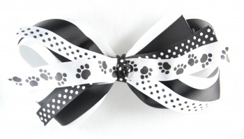 101 Dalmations Paw Prints Black and White Hair Bow