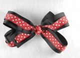 Black Red Polka Dots Double Layer Grosgrain Hair Bow