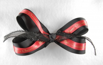 Black Red Merry Christmas Hair Bow