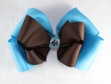 Turquoise Chocolate Brown Fleur De Leis Hair Bow