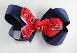 Navy Blue Red  Paisley Hair Bow