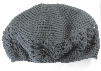 Black Cotton Crochet Beanie