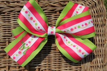 Personalized Lime Green Shocking Pink Polka Dots Bow