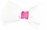 White Hair Bow Pink Polka Dots