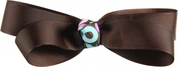 Chocolate Brown with Aqua Dots Boutique Bow