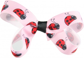 Ladybug Pink Red and Black Hair Bow
