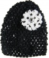 Black Beanie with Black Polka Dots Silk Daisy