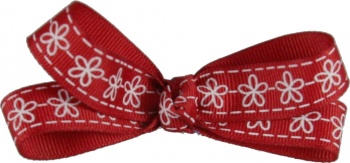 Red with White Flowers Bow