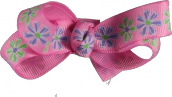 Pink with Flowers Hair Bow