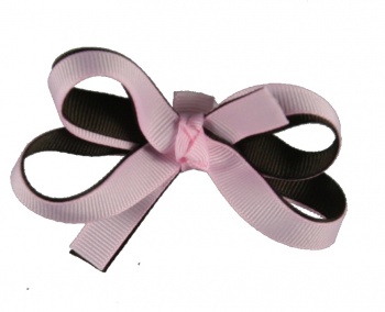 Double Pink and Brown Baby Hair Bow