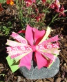 Lime Green and Hot Pink Flowers Pinwheel Hair Bow