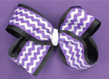 Purple Chevron Black White Hair Bow