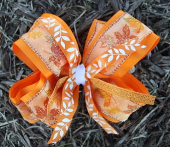 Orange Leaf Double Layered Autumn Hair Bow