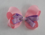 Pink Purple Dots Hair Bow